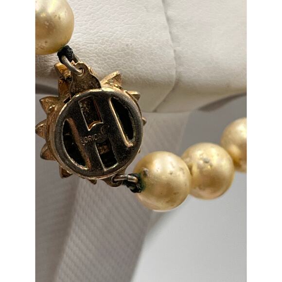 Majorica Vintage Hand Knotted 8mm Round Cream Faux Pearl Single Strand Necklace - Picture 6 of 10